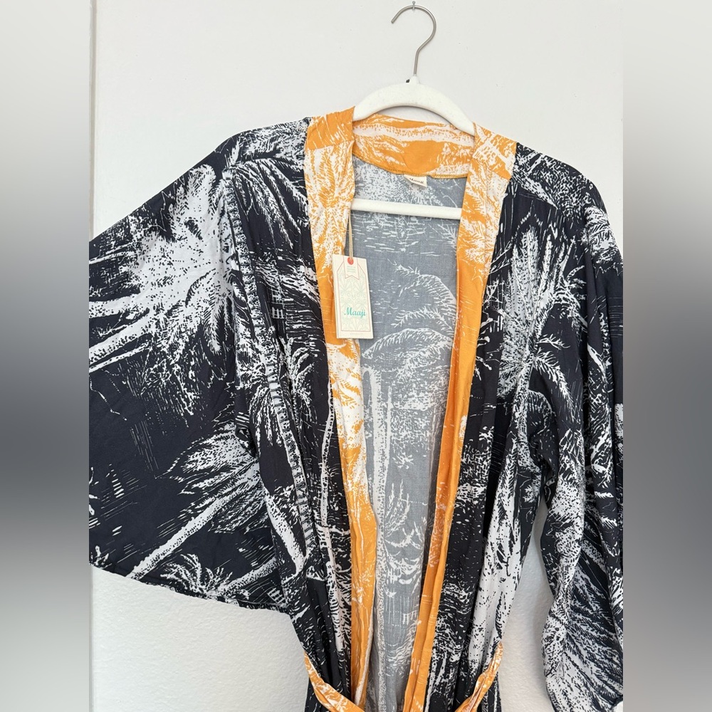Maaji Black & Yellow Tropical Print Maxi Swim Coverup NWT - Picture 8 of 9